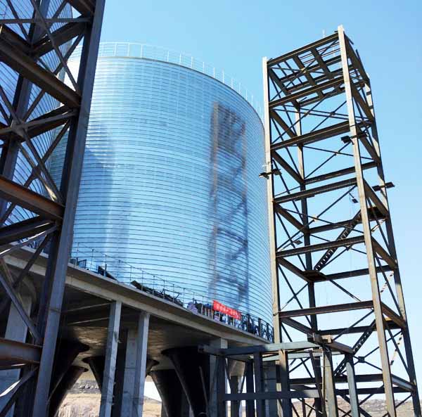Steel silo for industrial coal powder storage