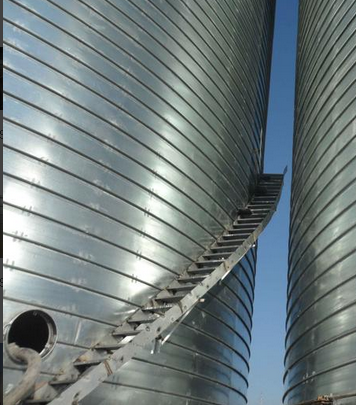 steel grain silo and spiral ladder
